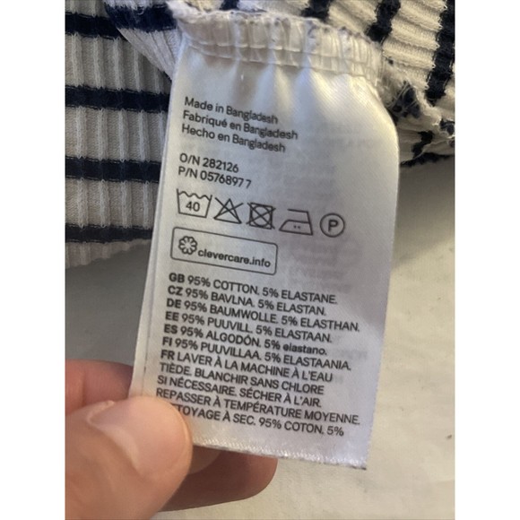 Divided Womens Blouse Top Size Medium Short Sleeve Y2k Striped Cropped Stretch - Picture 10 of 12